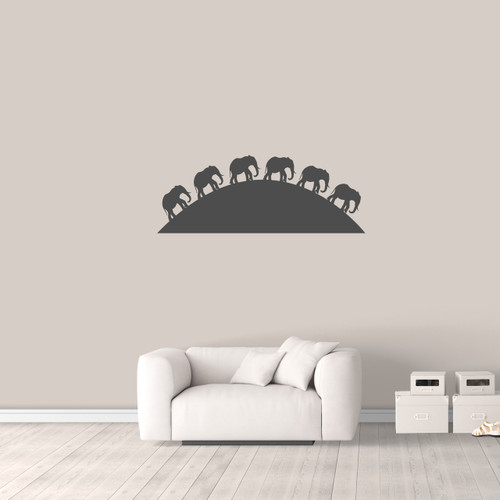 Elephants On The Horizon Wall Decal 48" wide x 18" tall Sample Image