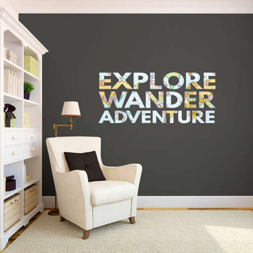 Explore Wander Adventure Printed Wall Decals 48" wide x 21" tall Sample Image