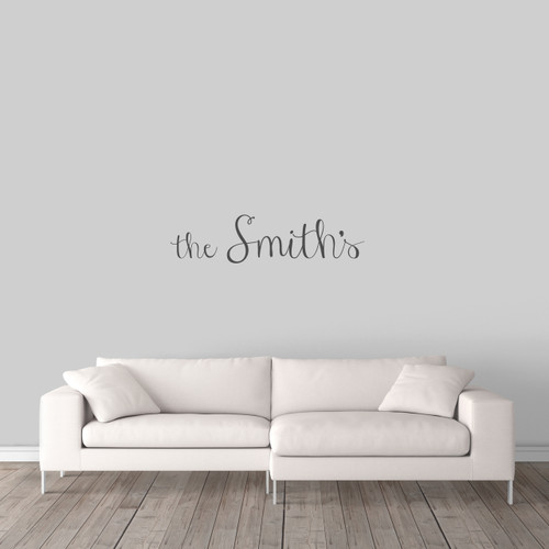 Custom Family Name Wall Decal 36" wide x 9" tall Sample Image