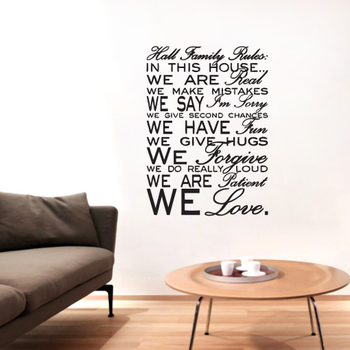 Custom Name Family Rules Wall Decals and Stickers