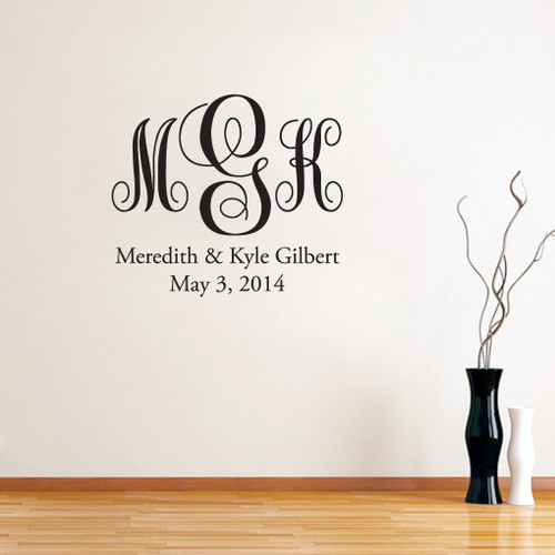 Fancy Monogram with Name Wall Decals and Stickers