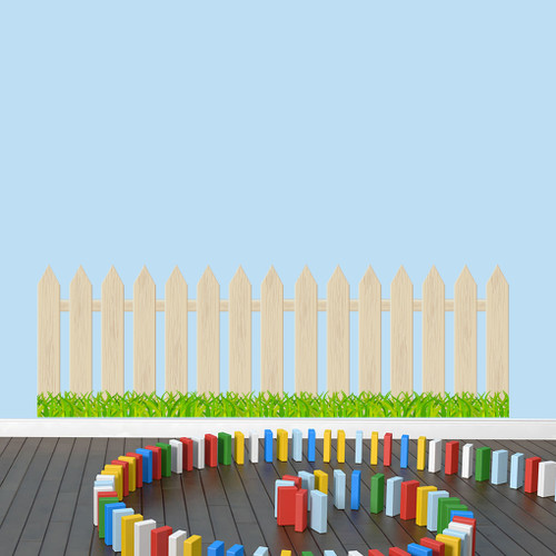 Fence and Grass Printed Wall Decals 80" wide x 26" tall Sample Image