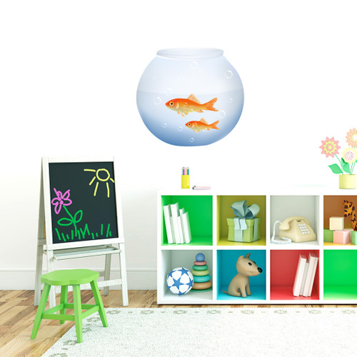 Fish Bowl Printed Wall Decals 18" wide x 17" tall Sample Image