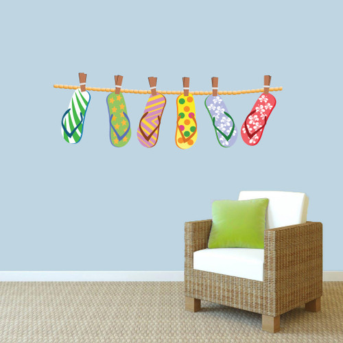 Hanging Flip Flops Printed Wall Decals 48" wide x 16" tall Sample Image