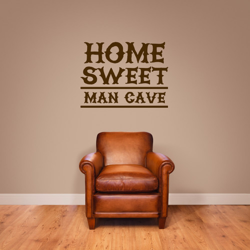 Home Sweet Man Cave Wall Decal 24" wide x 18" tall Sample Image