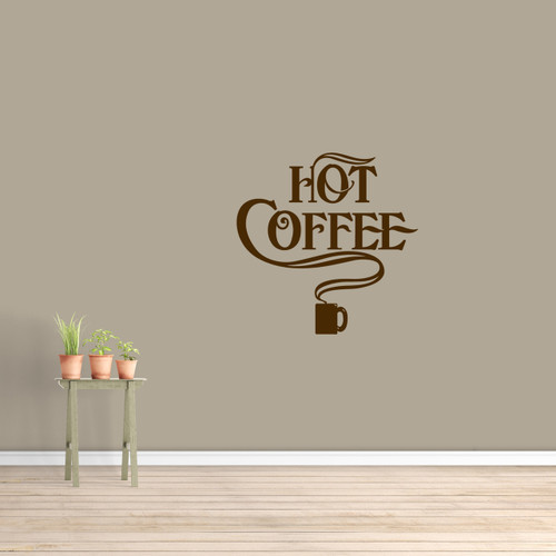 Hot Coffee Wall Decal 22" wide x 22" tall Sample Image