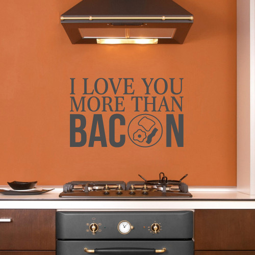I Love You More Than Bacon Wall Decals 36" wide x 22" tall Sample Image