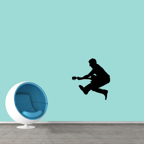 Jumping Guitar Player Wall Decal 22" wide x 24" tall Sample Image