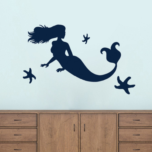 Mermaid and Starfish Wall Decals Large Sample Image