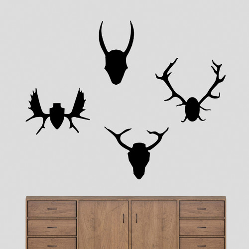 Mounted Antlers Set Wall Decals Large Sample Image