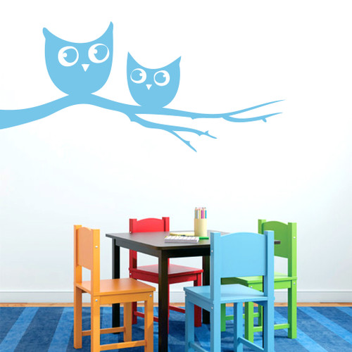 Owls On Branch Wall Decals 48" wide x 22" tall Sample Image