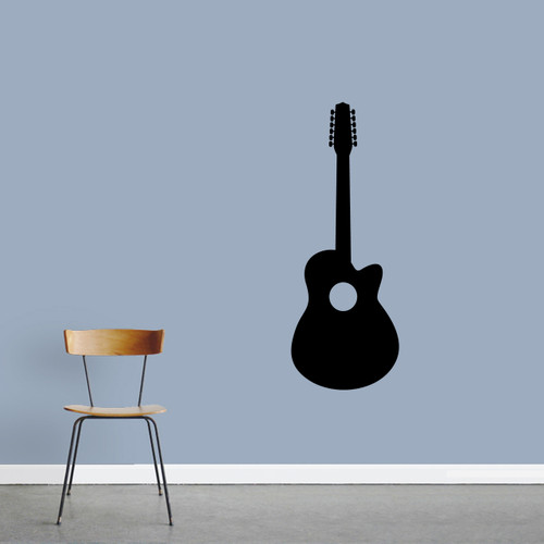 Classic Guitar Wall Decal 18" wide x 48" tall Sample Image