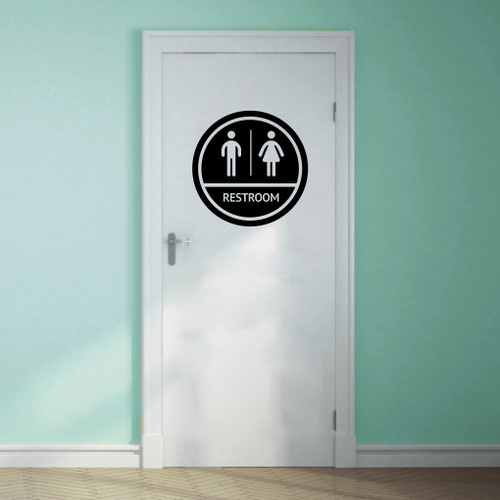 Restroom Sign Wall Decals 18" wide x 18" tall Sample Image