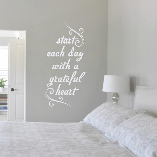 Start Each Day With A Grateful Heart Wall Decals 17” wide x 36” tall Sample Image