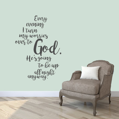 Turn My Worries Over To God Wall Decal 34" wide x 48" tall Sample Image