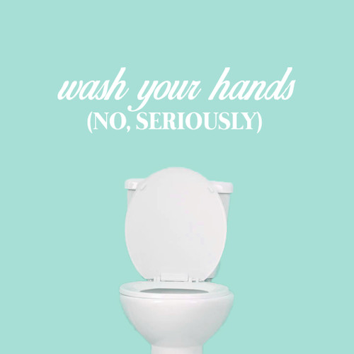 Wash Your Hands No Seriously Wall Decal 36" wide x 10" tall Sample Image