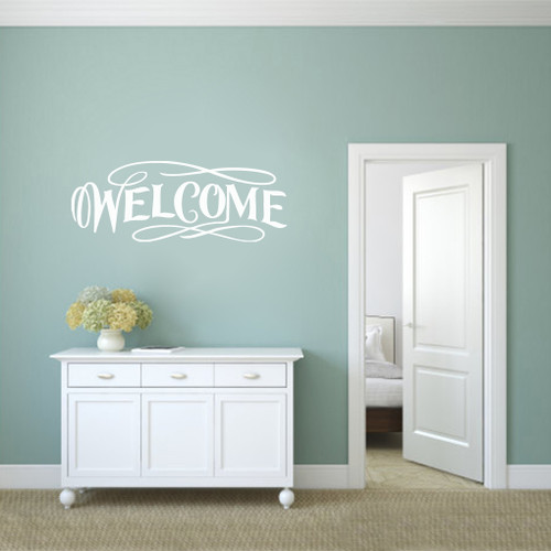 Fancy Welcome Wall Decals 48" wide x 18" tall Sample Image