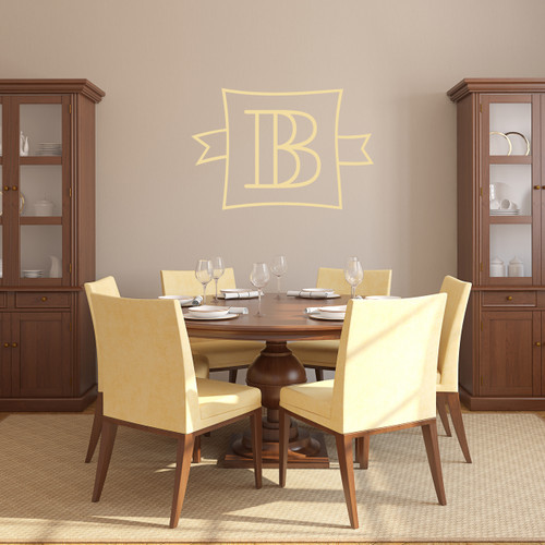 Custom Monogram Frame With Banner Wall Decal 24" wide x 16" tall Sample Image