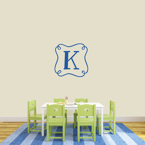 Custom Curly Frame Monogram Wall Decal 22" wide x 22" tall Sample Image