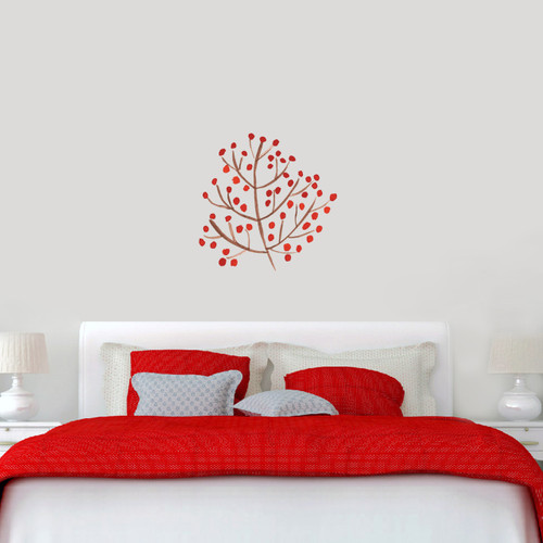 Red Berry Branch Printed Wall Decals 24" wide x 24" tall Sample Image