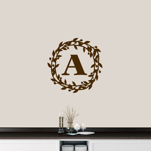 Custom Berry Wreath Monogram Wall Decal 22" wide x 22" tall Sample Image