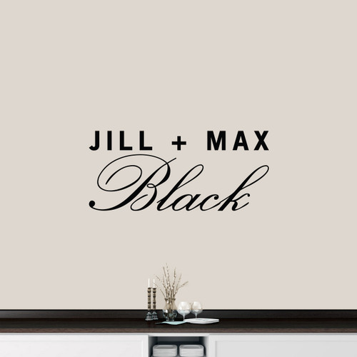 Custom Couple Name Wall Decal 36" wide x 16" tall Sample Image