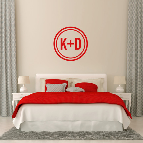 Custom Circle Initials Wall Decal 22" wide x 22" tall Sample Image