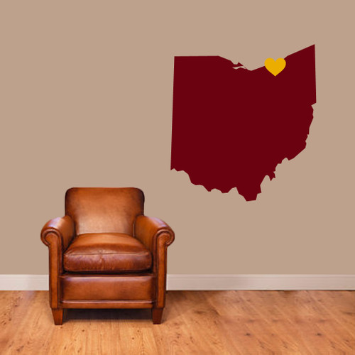 Custom State Silhouette With Heart Wall Decals Stickers