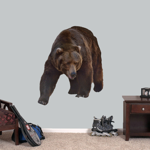 Real Life Grizzly Bear Printed Wall Decals 38" wide x 46" tall Sample Image