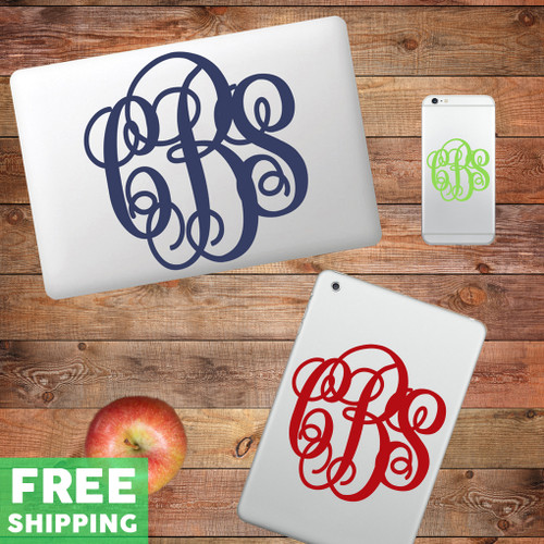 Custom Fancy Monogram Device Decals Water Bottle Stickers