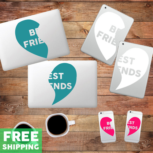 Best Friends Heart Device Decals Water Bottle Stickers
