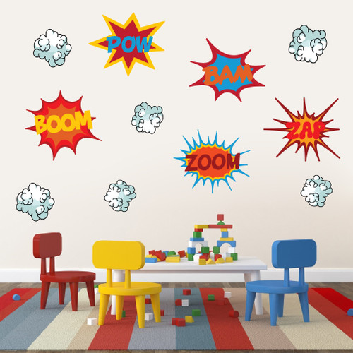 Superhero Comic Book Words Printed Wall Decals Large Sample Image