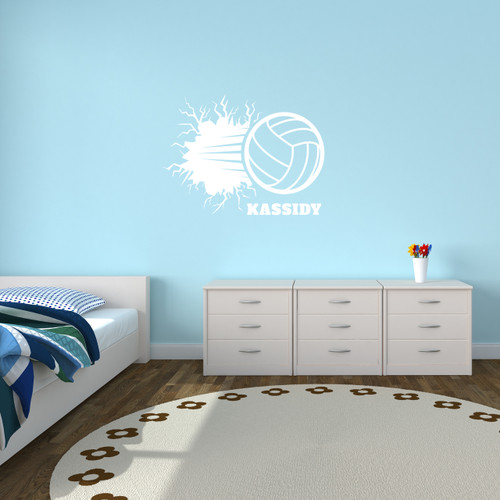 Custom Volleyball Breaking Wall Wall Decal 36" wide x 27" tall Sample Image