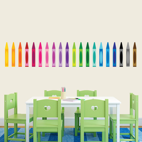 Crayons Printed Wall Decals 64" wide x 12" tall Sample Image