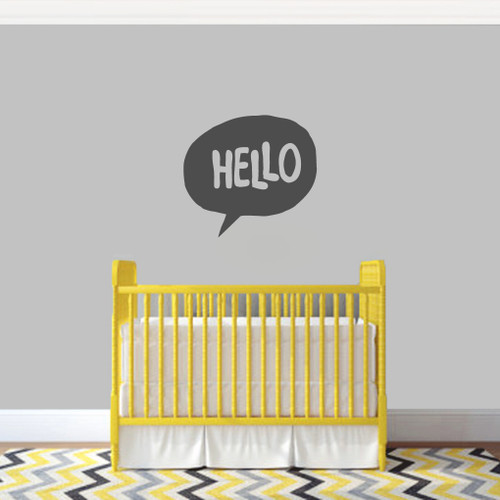 Hello Word Bubble Wall Decal 24" wide x 22" tall Sample Image