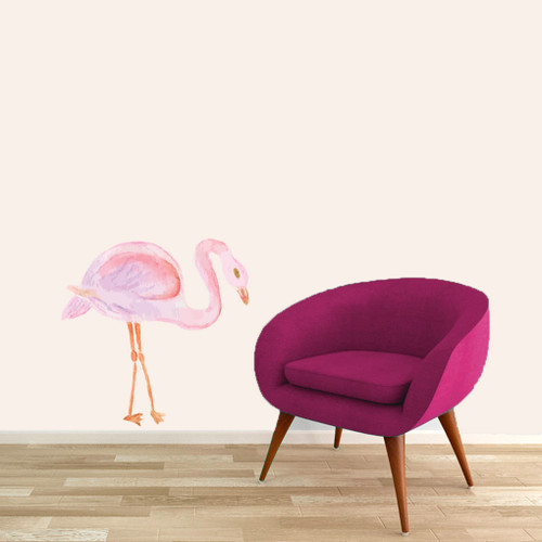 Watercolor Flamingo Printed Wall Decal 36" wide x 36" tall Sample Image