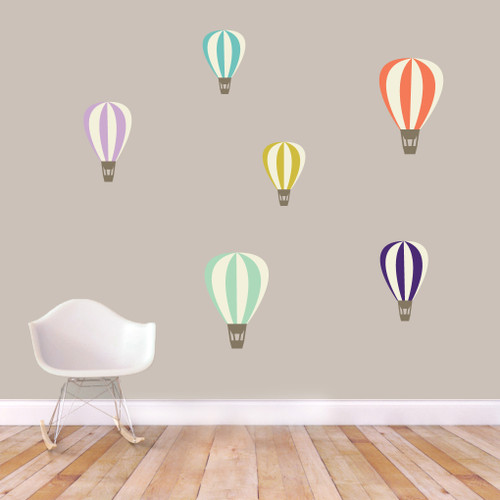 Colorful Hot Air Balloons Printed Wall Decals Large Sample Image