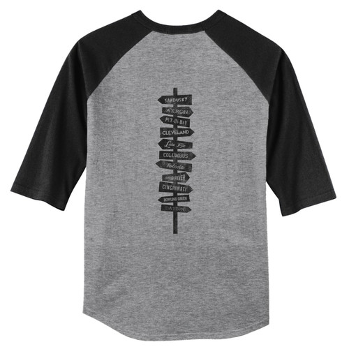 Heather Grey/Black Ohio Hot Spots 3/4 Length Sleeve Raglan T-Shirt