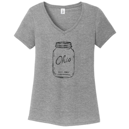 Grey Frost Mason Jar Women's Fitted V-Neck T-Shirt