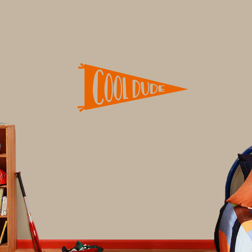 Cool Dude Pennant Flag Wall Decal 36" wide x 16" tall Sample Image