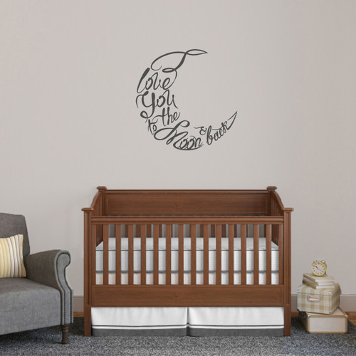 I Love You To The Moon And Back Script Wall Decal 24" wide x 24" tall Sample Image