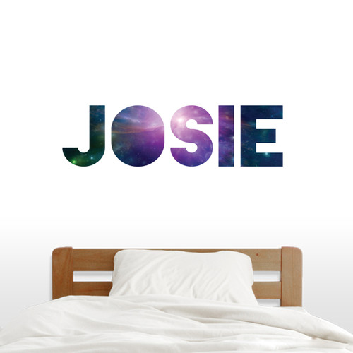 Custom Printed Galaxy Name Wall Decal 36" wide x 10" tall Sample Image