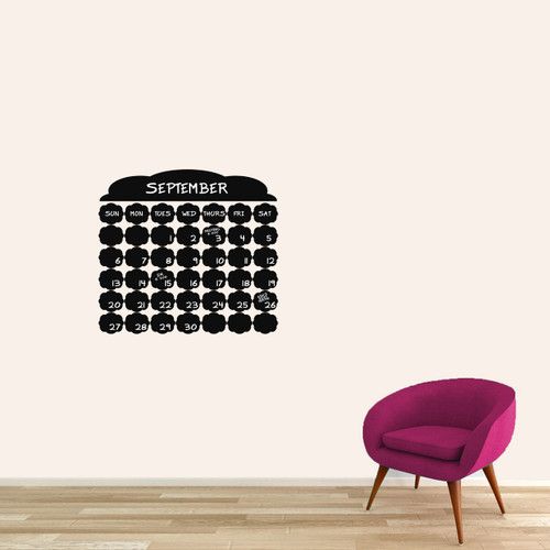 Chalkboard Fancy Calendar Wall Decals 24" wide x 22" tall Sample Image (Writing Not Included With Order)