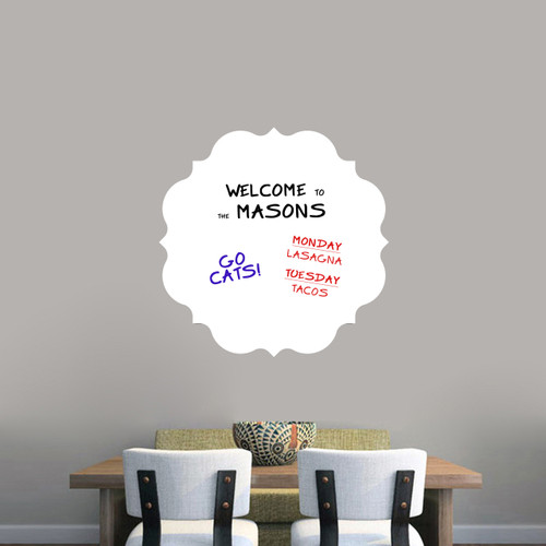 Dry Erase Badge Wall Decals 23" wide x 23" tall Sample Image (writing not included)