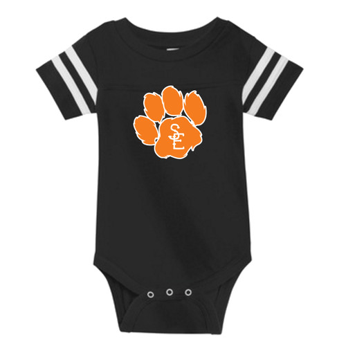Black / White Seneca East Paw Print Infant Jersey Onesie T-Shirt