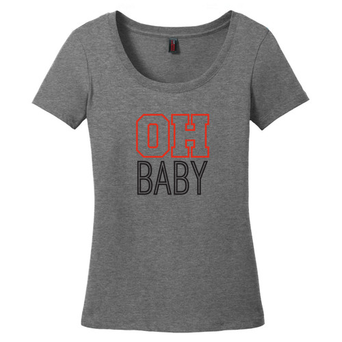 Heathered Nickel OH BABY Ohio Women's Fitted Scoop Neck T-Shirt
