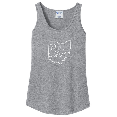 Athletic Heather Ohio Script Sketch Women's Tank Top