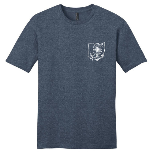 Heathered Navy Anchored In Ohio Adult Unisex T-Shirt Front