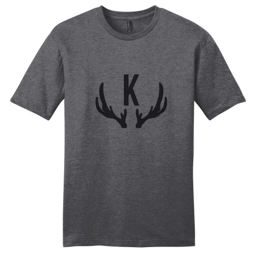 Heathered Charcoal Antlers Monogram T-Shirt