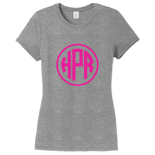 Gray Frost Circle Monogram Women's Fitted T-Shirt